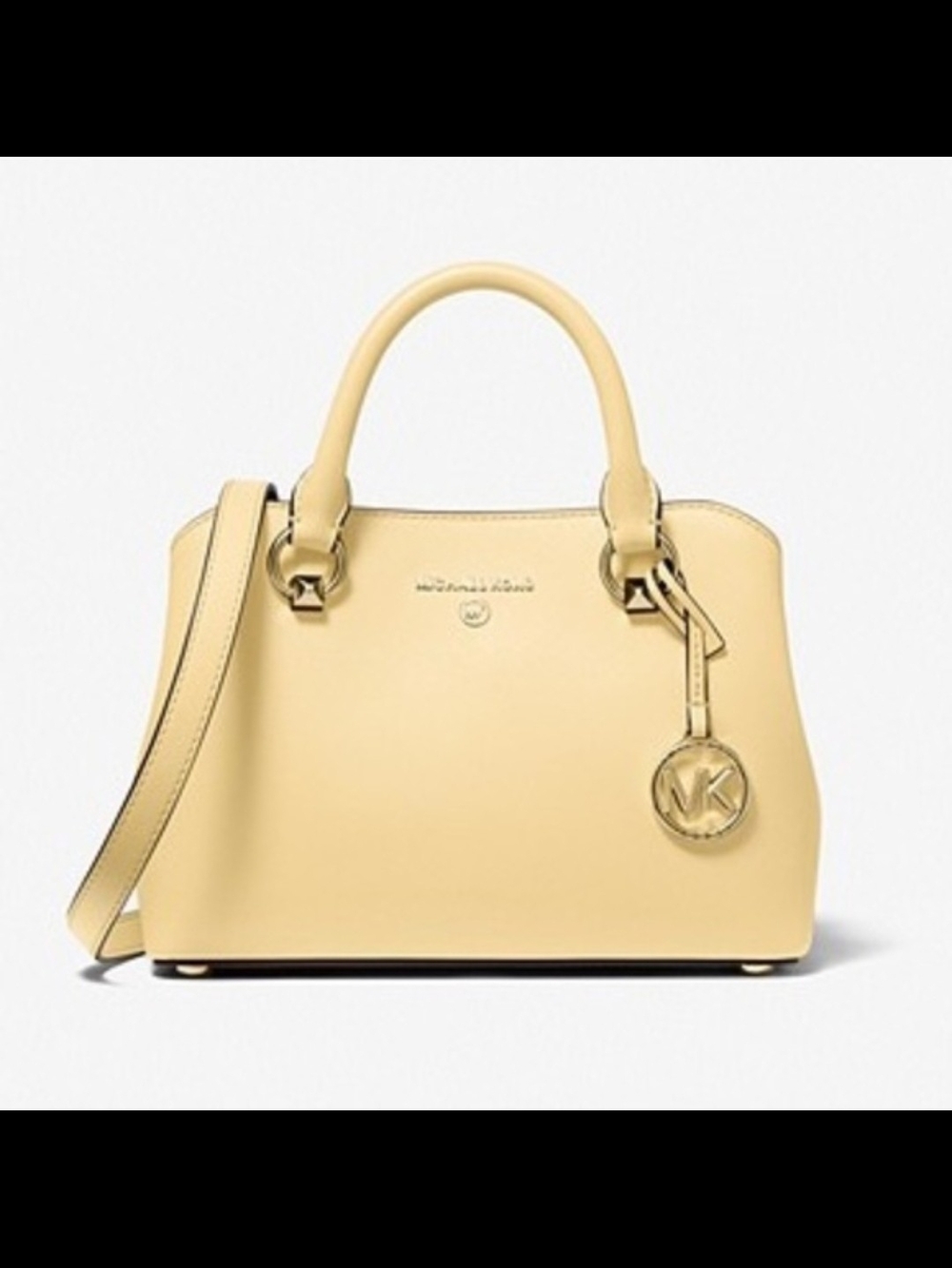 Michael Kors Pale Yellow Leather Edith Satchel with Gold Hardware